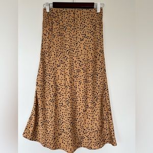 bronze spotted silk midi skirt